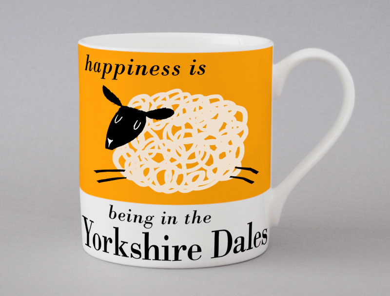 Country & Coast | Yorkshire Dales Mug | Leaping Sheep | Orange