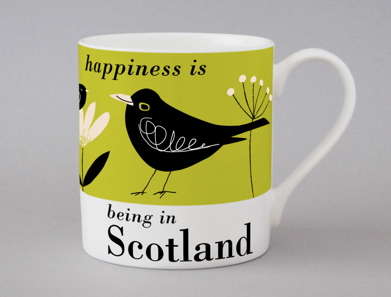 Country & Coast | Scotland Mug | Blackbird | Green
