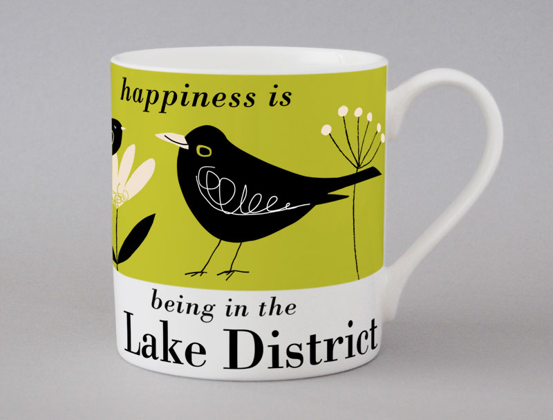 Country & Coast | Lake District Mug | Blackbird | Green