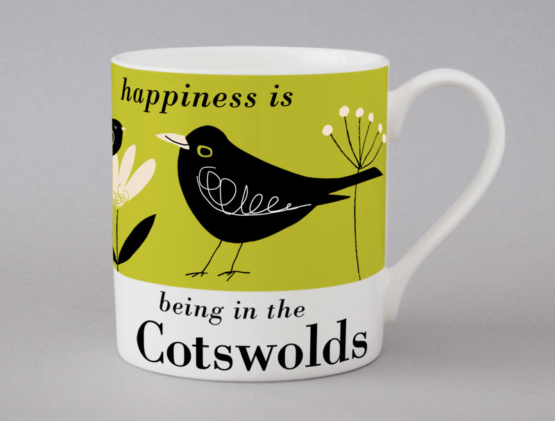 Country & Coast | Cotswolds Mug | Blackbird | Green