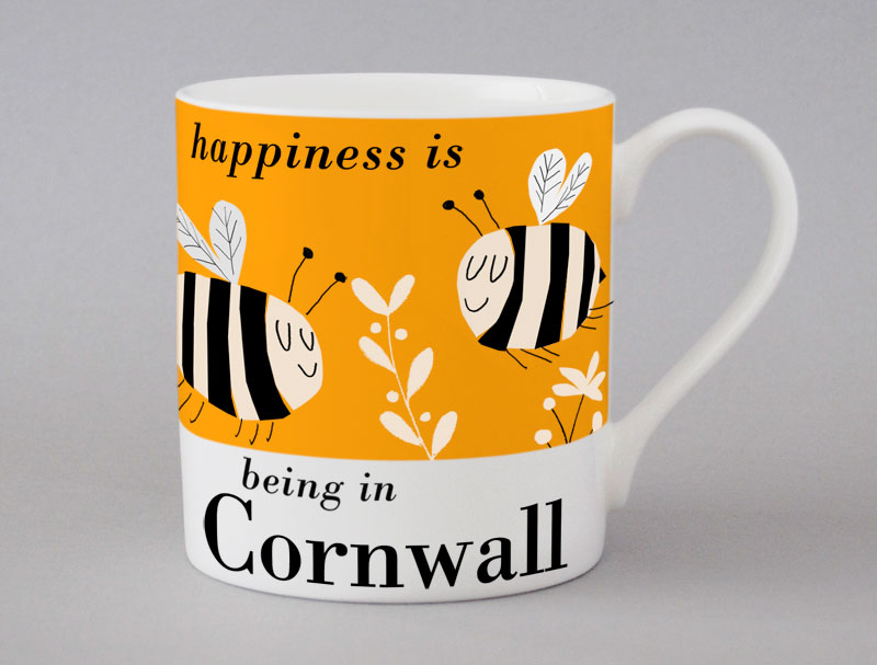 Country & Coast | Cornwall Mug | Bee | Orange