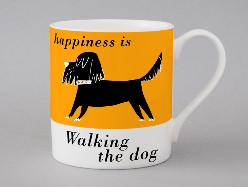 Country & Coast | Black Scruffy Dog Mug | Orange