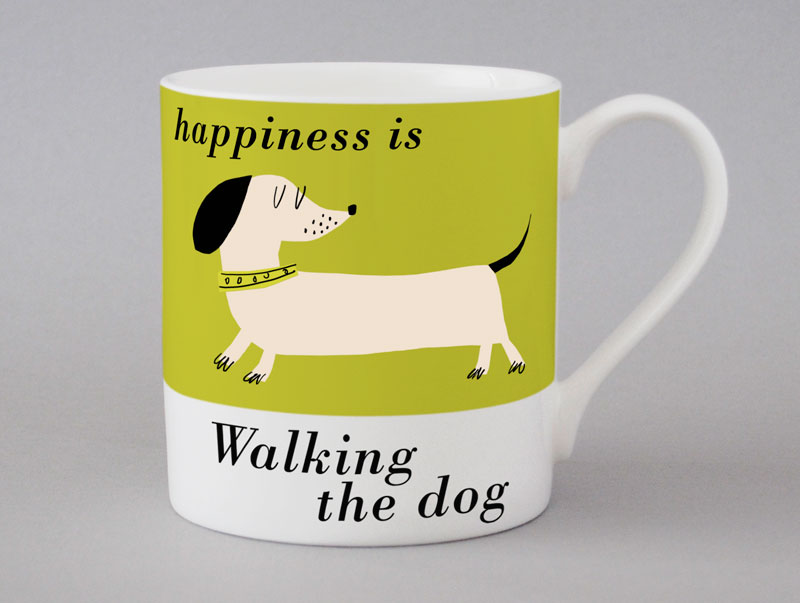 Country & Coast | White Doxie Dog Mug | Green