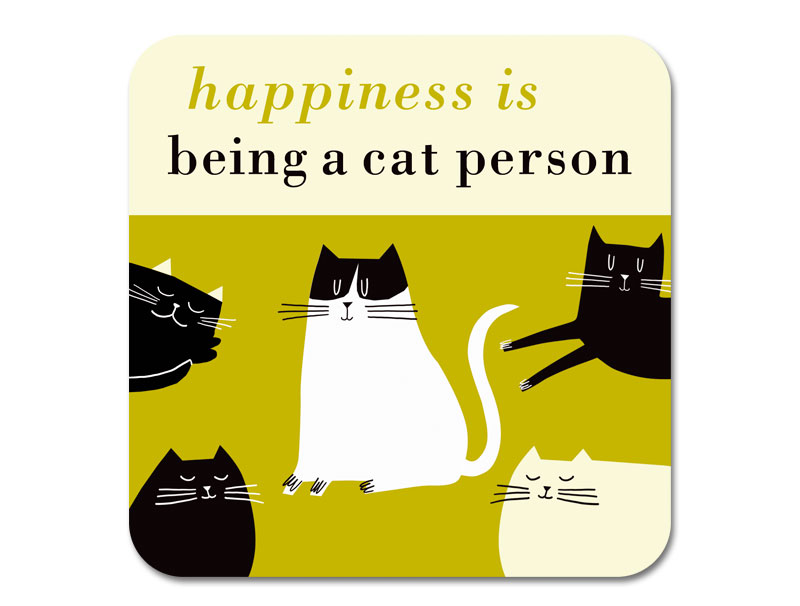 Happiness Cat Person Coaster Olive