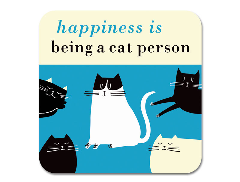 Happiness Cat Person Coaster Turquoise