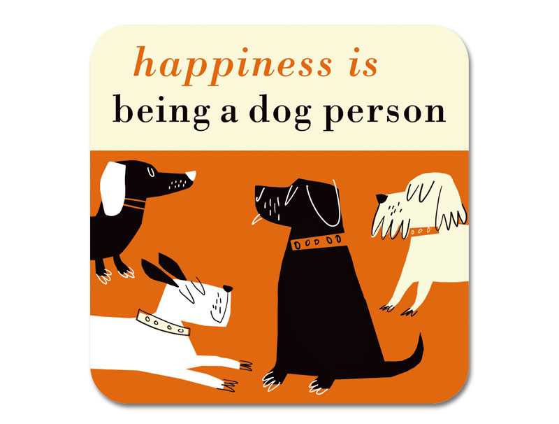 Happiness Dog Person Coaster Orange
