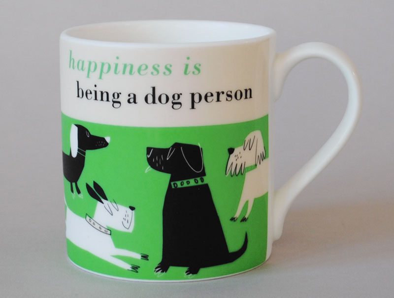 Happiness Dog Person Bone China Mug Green