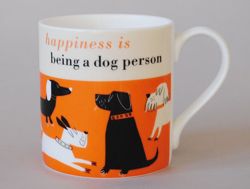 Happiness Dog Person Bone China Mug Orange