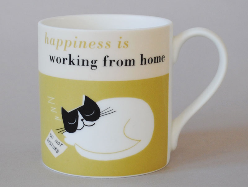 Happiness Homework Bone China Mug Olive