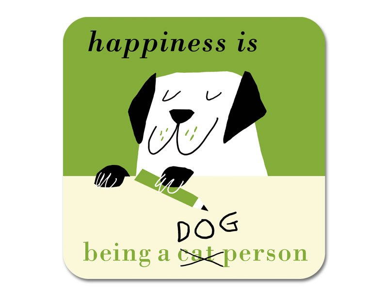 Happiness Pencil Dog Coaster Green