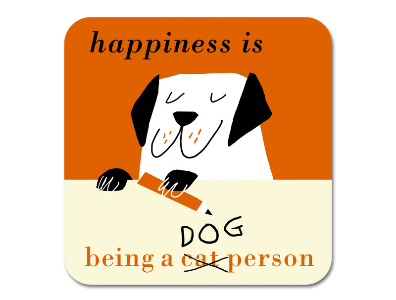 Happiness Pencil Dog Coaster Orange