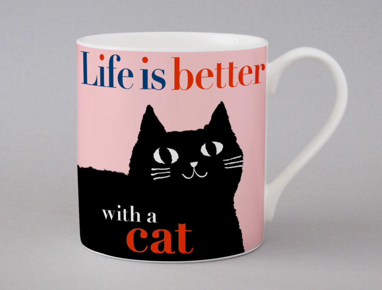 Life Big Cat Mug Pink