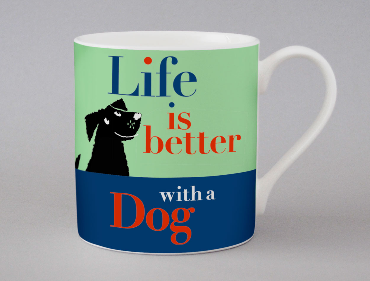 Life Cheeky Dog Mug Green