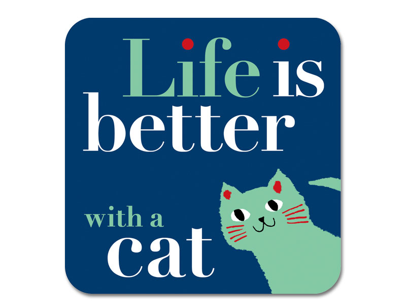 Life Peering Cat Green Coaster