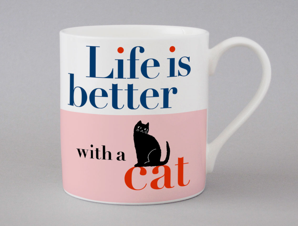 Life Sitting Cat Mug Pink