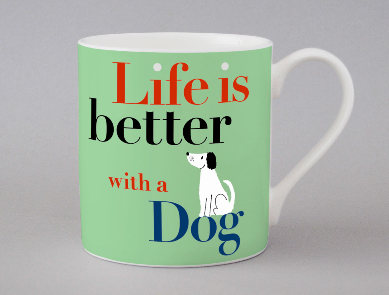 Life Sitting Dog Mug Green
