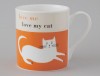 Happiness Cat Bone China Mug Orange