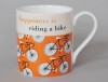 Happiness Cycling  Bone China Mug Orange