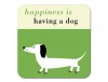 Happiness Sausage Dog Coaster Green
