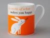 Happiness Rabbit  Bone China Mug Orange