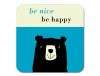Happiness Bear Coaster Turquoise
