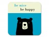 Happiness Bear Coaster Turquoise