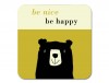 Happiness Bear Coaster Olive