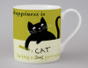 Happiness Cat Pencil Bone China Mug Olive