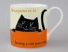 Happiness Peeping Cat Bone China Mug Orange