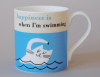 Happiness Swimming Cat Bone China Mug Turquoise
