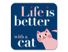 Life Peering Cat Pink Coaster