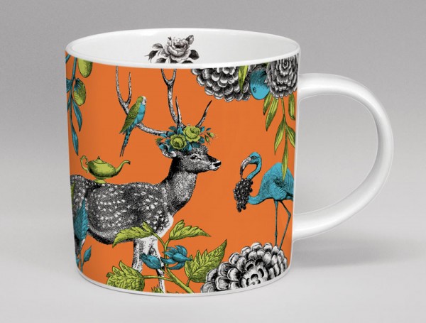 Menagerie Deer Bone China Mug Orange