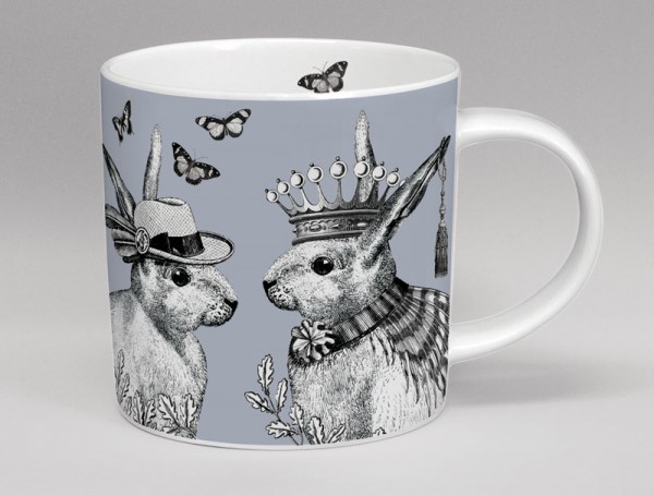 Sunday Best Rabbits Bone China Mug Grey