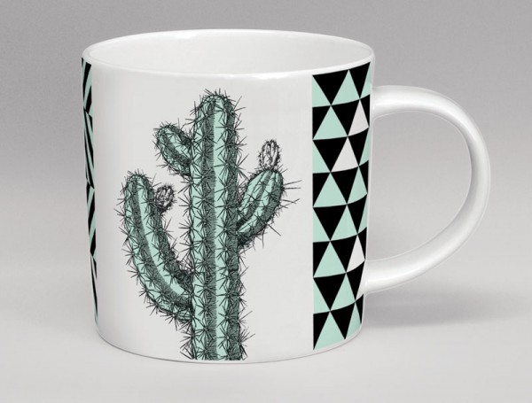 Hothouse Tall Cactus Mug Mint & White