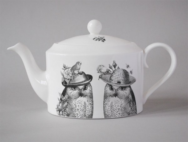 Sunday Best Teapot Owls White