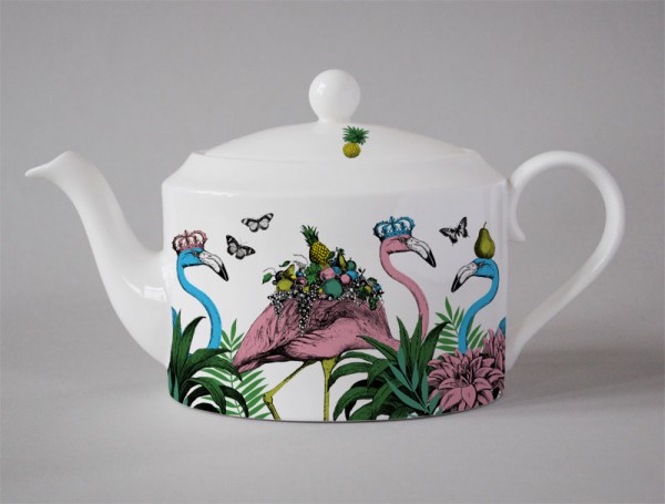 Jungle Teapot Flamingo White