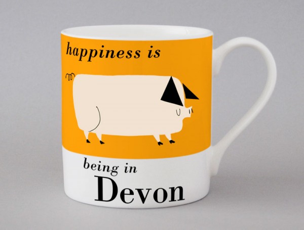 Country & Coast | Devon Mug | Pig | Orange