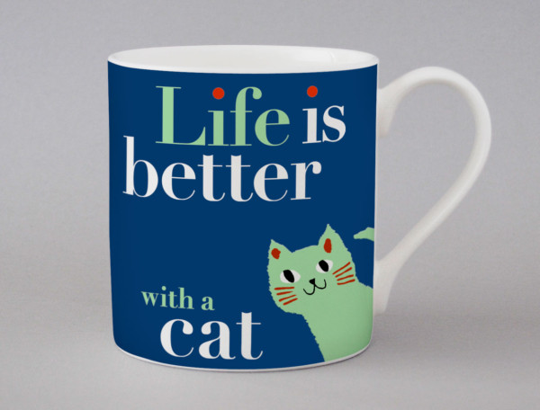 Life Peering Cat Mug Green